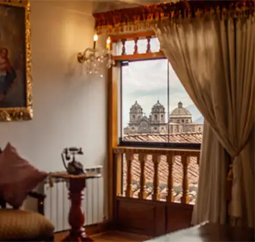 Window with view of Cusco Cathedral